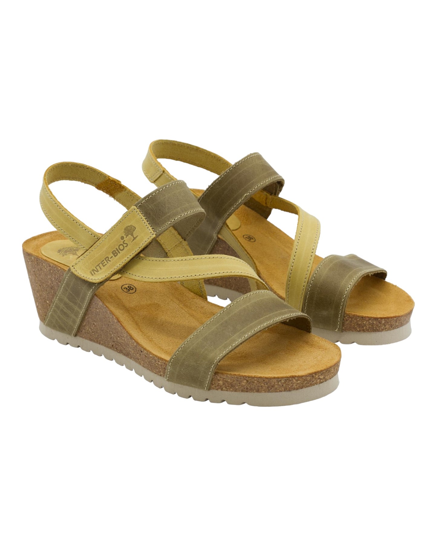 SANDALIAS DE MUJER INTER-BIOS 5635 EN KAKI-MOSTAZA