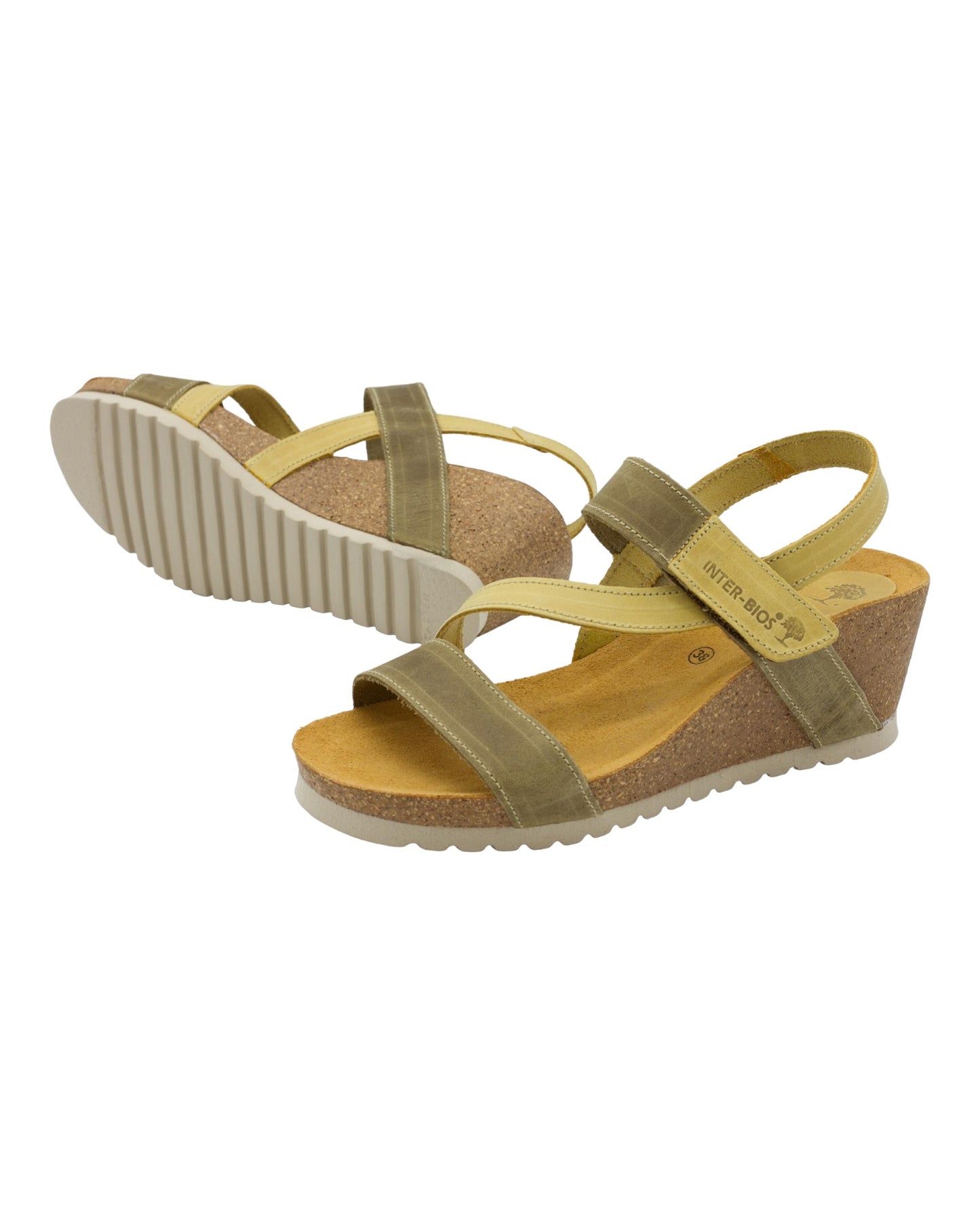 SANDALIAS DE MUJER INTER-BIOS 5635 EN KAKI-MOSTAZA