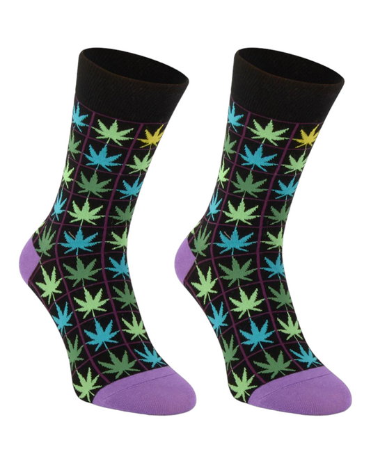 CALCETINES DE MUJER PASTOR C230125 CON ESTAMPADO HOJAS MARIHUANA